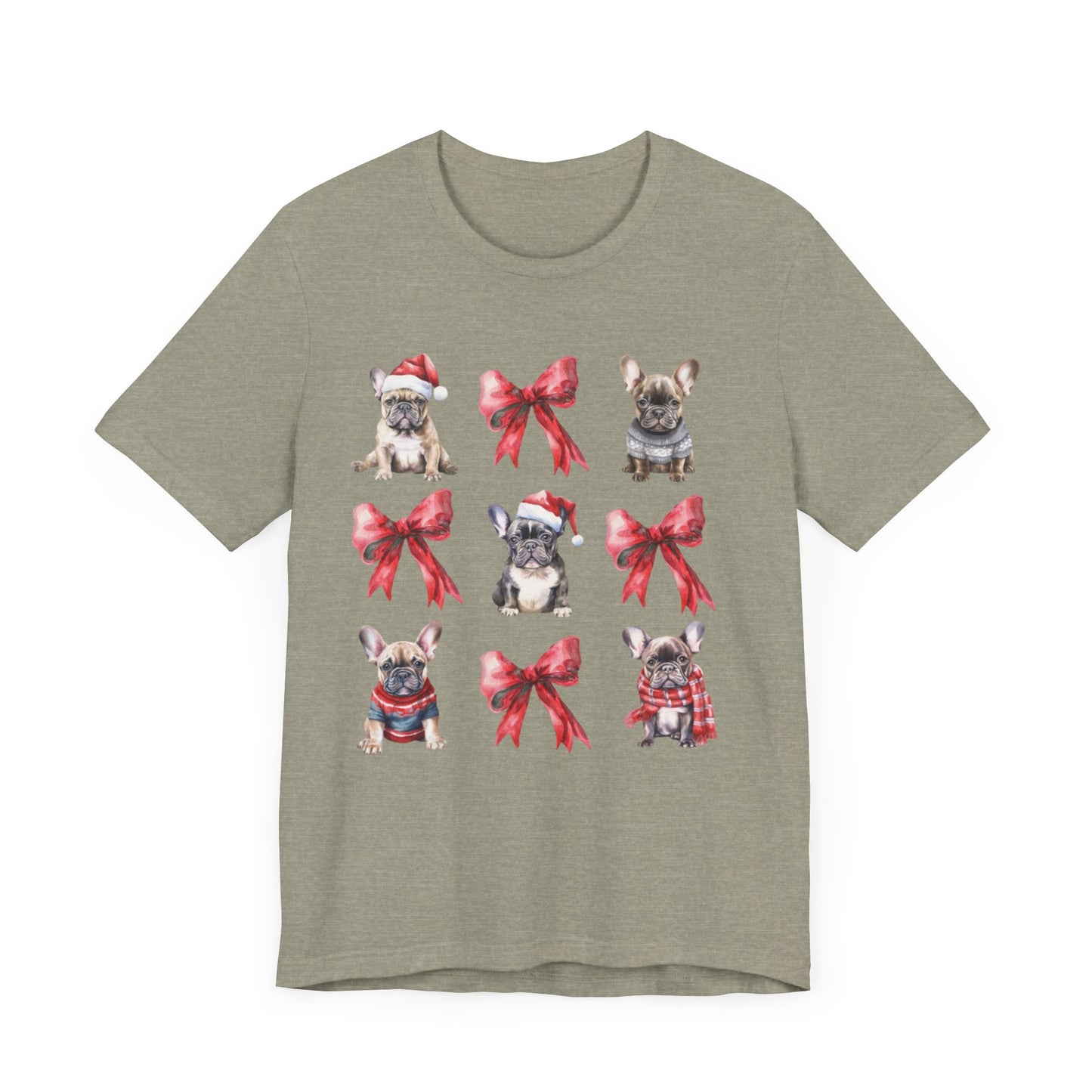 Frenchie Christmas Bow Unisex Jersey Short Sleeve Tee