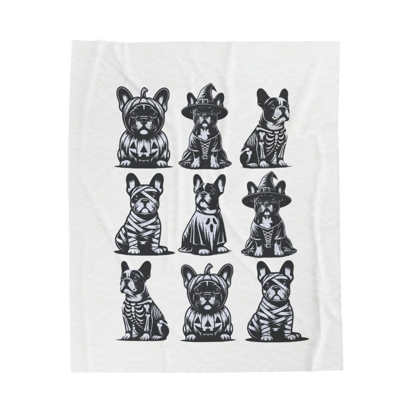 Spooky Frenchie Velveteen Plush Blanket