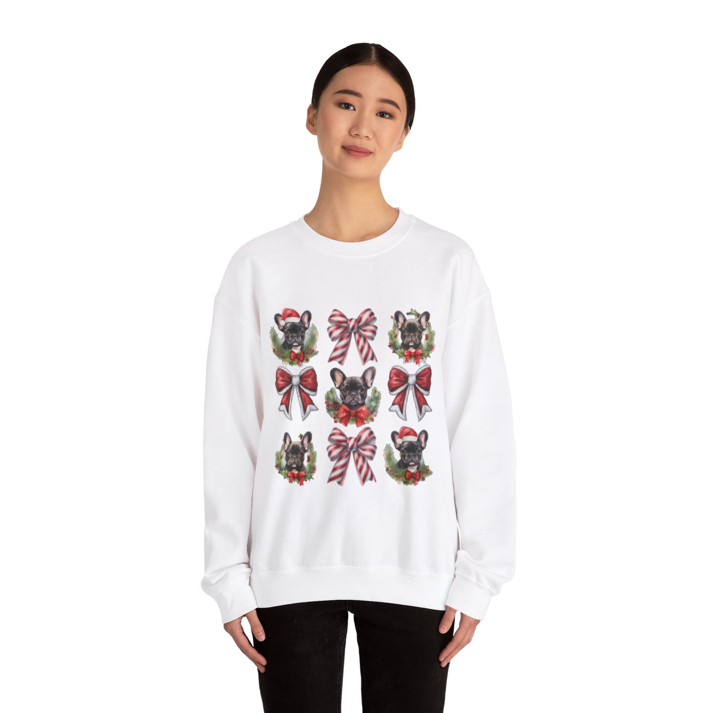 Frenchie Bow Candy Cane Sweatshirt