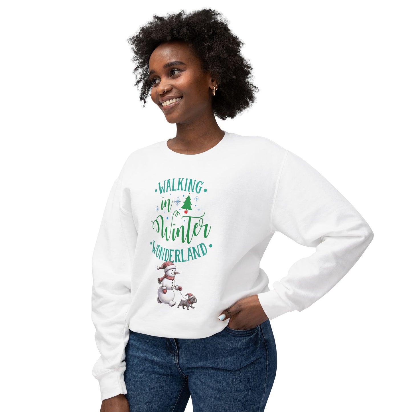 Snowman Walking French Bulldog Sweatshirt