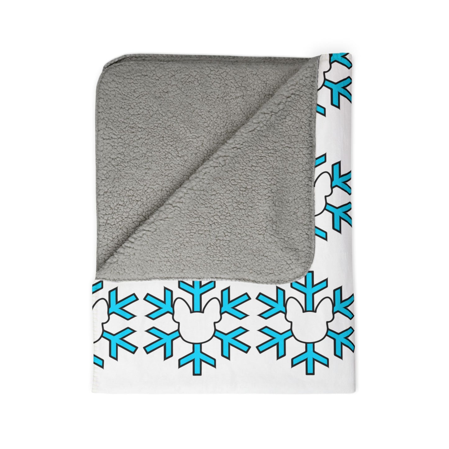 Frenchie Snowflake Fleece Sherpa Blanket