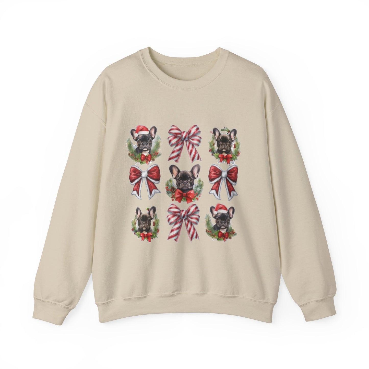 Frenchie Bow Candy Cane Sweatshirt