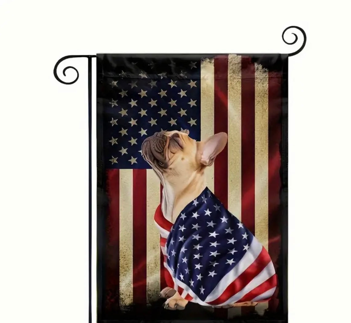 Patriotic Frenchie Yard Flag