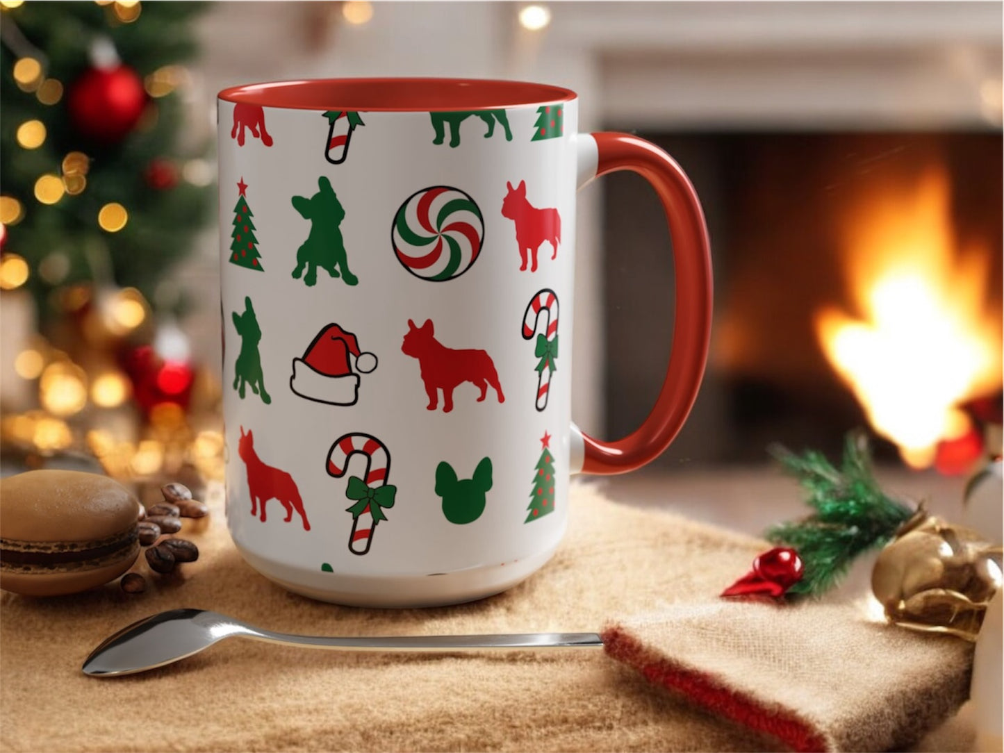 Mug - Frenchie Christmas Accent Coffee Mug (11, 15oz)