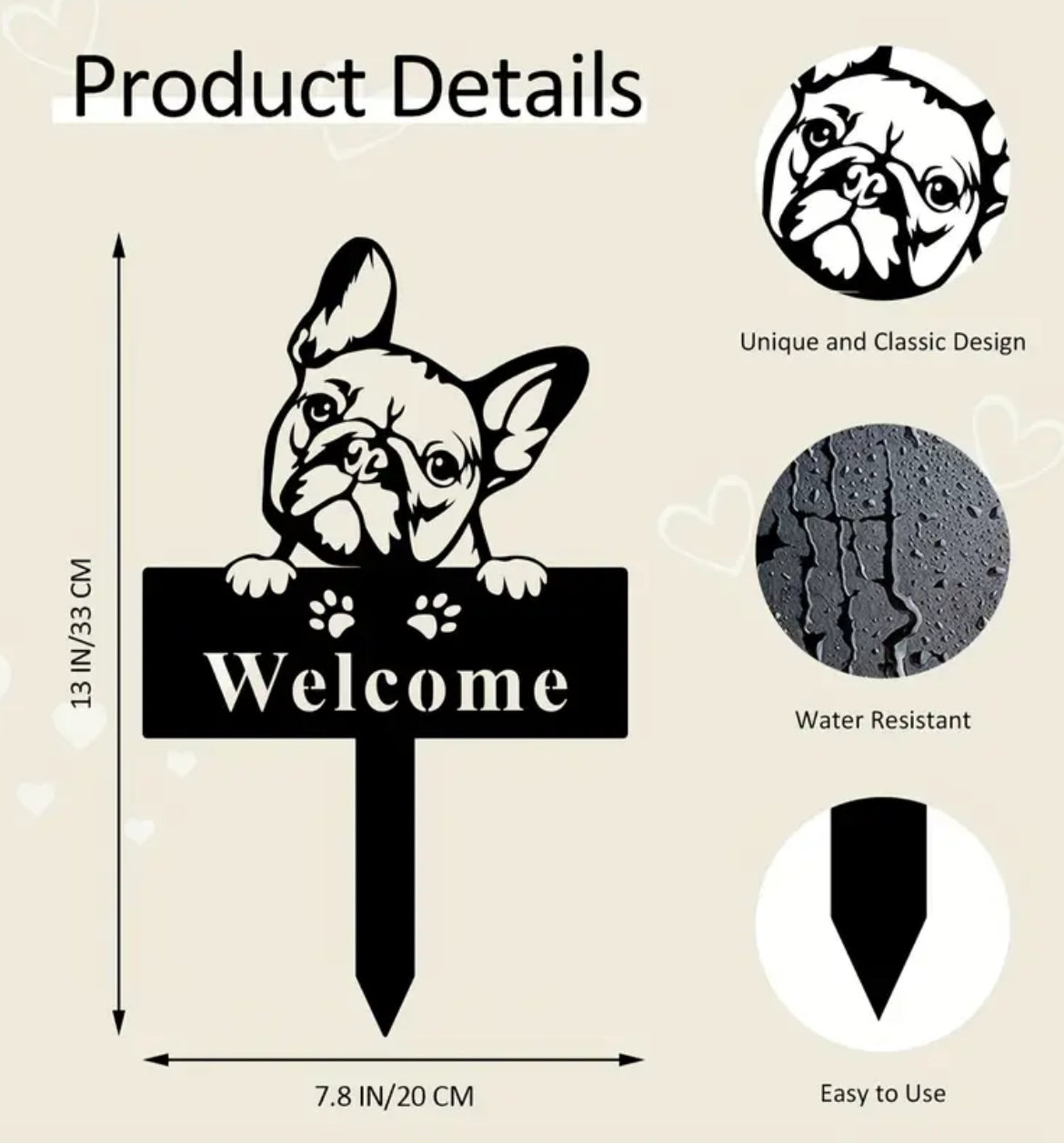 Frenchie Bulldog Welcome Yard Sign