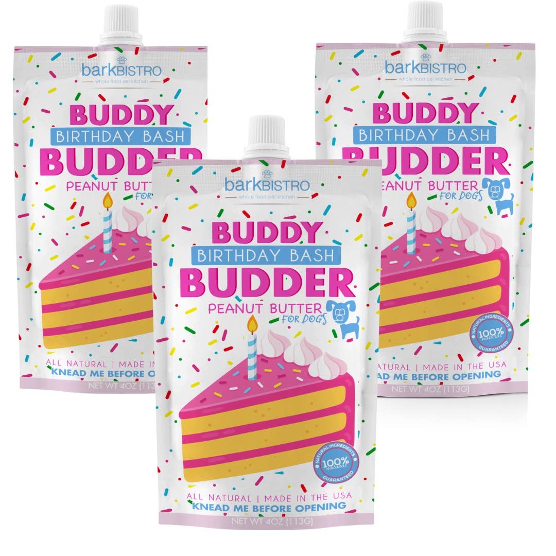 Dog Peanut Butter - 4oz Squeeze Packs Birthday Bash Budder